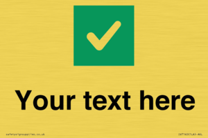 Custom plain background, green square with tick sign